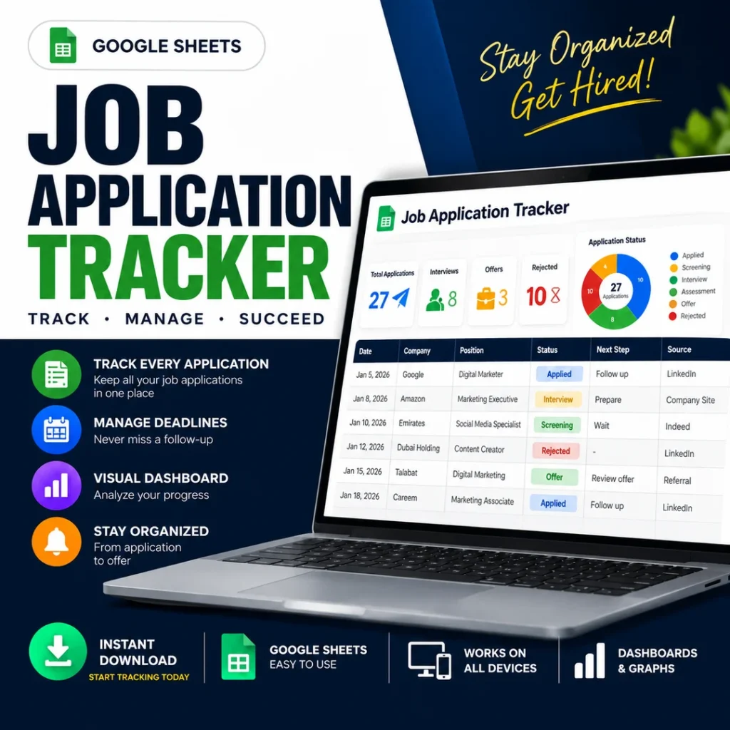 Job application tracker Google Sheet for UAE job seekers