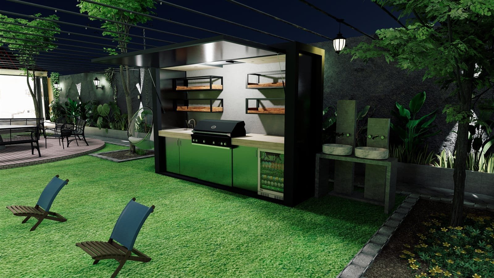 Private Villa Backyard and Outdoor Living Design by Fakir Masood