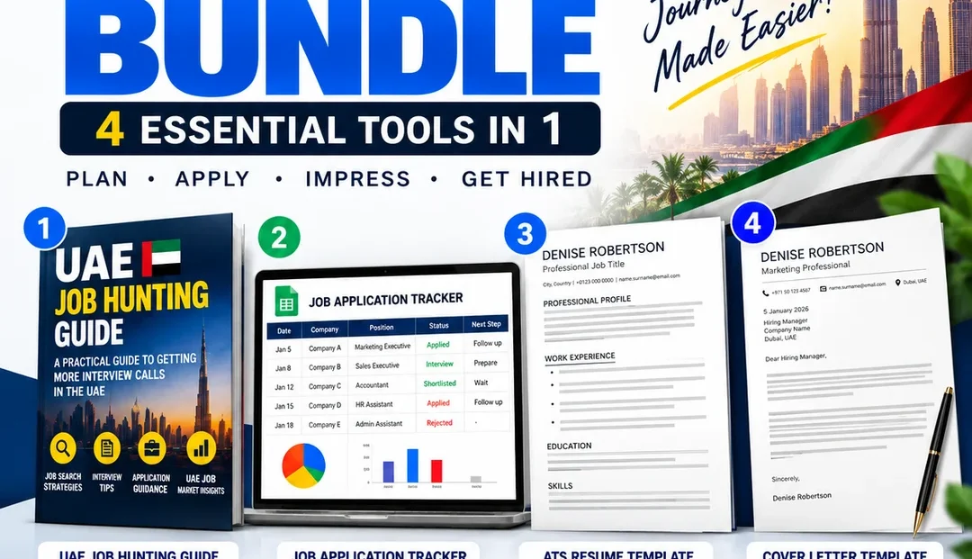 UAE Job Hunter Complete Bundle: guide, tracker, ATS CV and cover letter templates