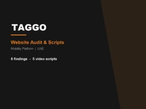 Taggo website audit and video scripts by Fakir Masood